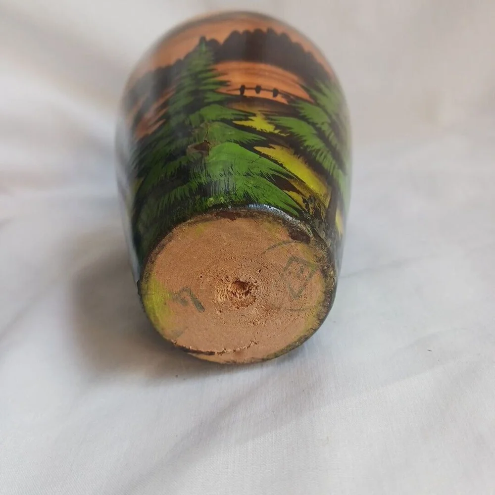 Vintage Black Forest Germany Hand Carved Vase